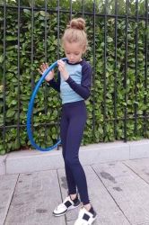 Детски спортен дълъг клин висока талия KHEALTH DARK BLUE