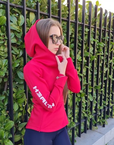 Women's Full-Zip neon  hoodie  KHEALTH HOT RED